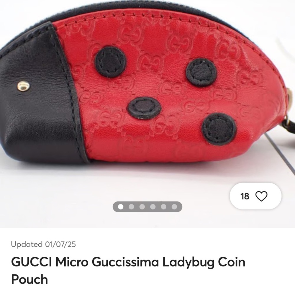 Gucci Red and Black Ladybug Coin Pouch